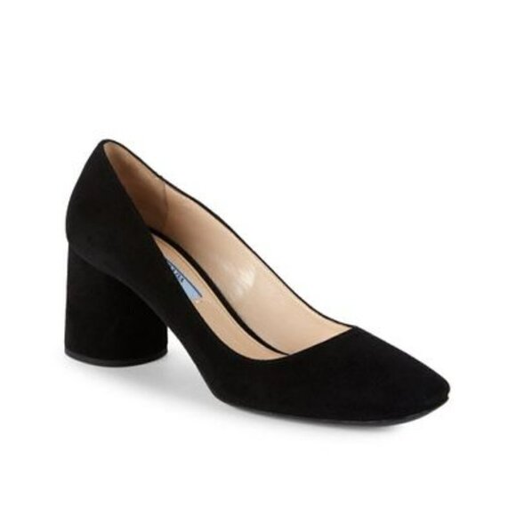 Prada | Suede 65mm Round Block Heel Pumps Square Toe Classic Size 7.5 (EU 37.5) - Picture 2 of 15